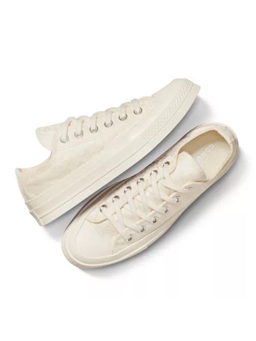 CONVERSE 7 Chuck 70 Vintage Bohemian Floral Lace Ivory Off White Base Sneakers - Picture 3 of 15